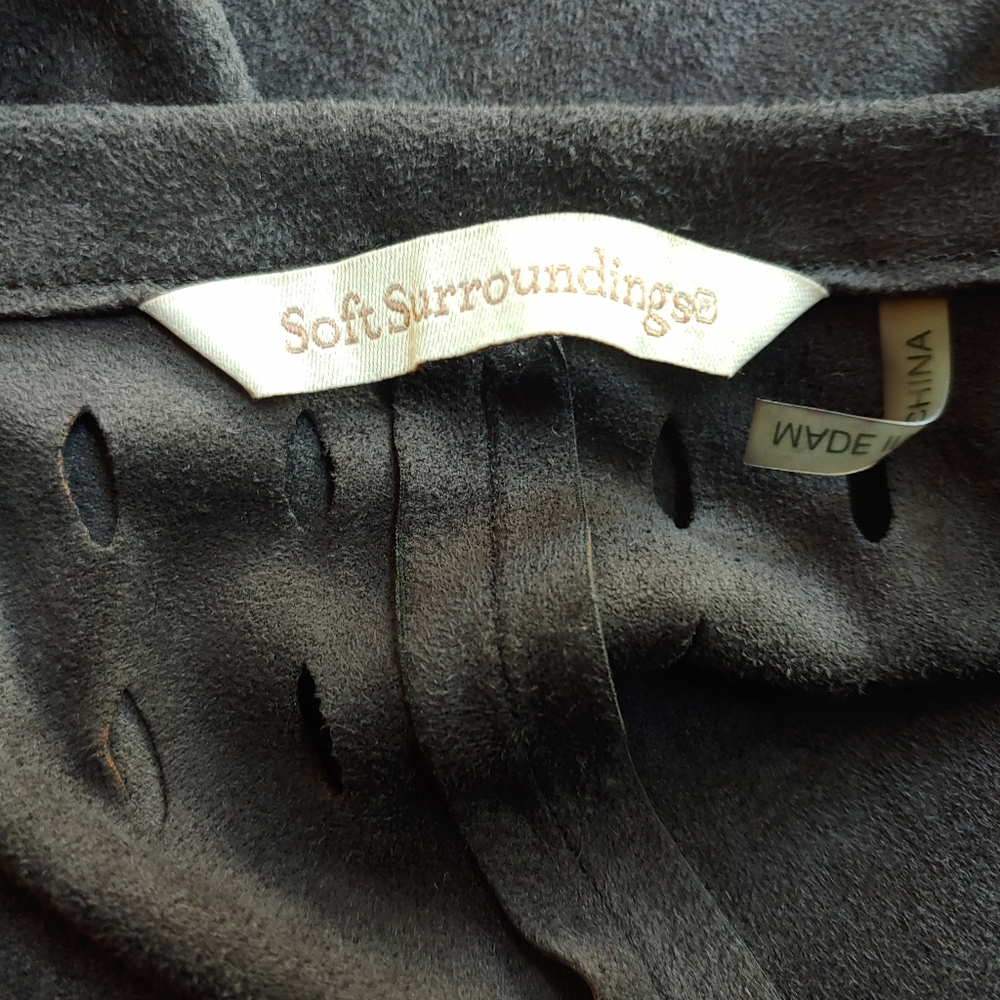 Soft Surroundings Faux Suede Laser Cut Poncho Kimono Shawl - One Size Boho Style - Picture 10 of 13